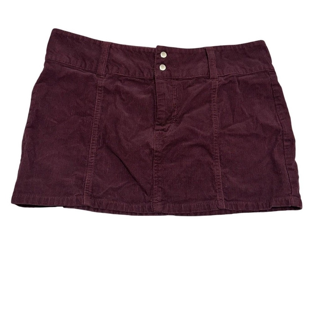 Maroon Burgundy‎ Corduroy Micro Mini brats bratz Skirt Size 10 A Line Button Zip